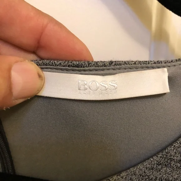 BOSS Hugo Boss Wrap Front knot Sheath Dress Wool Blend S grey cropped sleeve - Picture 6 of 12